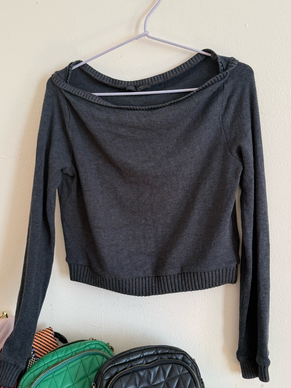 Zara Dark Charcoal Off-Shoulder Sweater